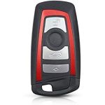 Carcasă cheie compatibilă BMW SmartKey Seria F, 4 butoane, contur roșu