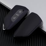 Husă cheie briceag compatibilă VW Golf MK6, 3 butoane, TPU aspect piele, gri