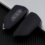 Husă cheie briceag compatibilă VW Golf MK6, 3 butoane, TPU aspect piele, gri