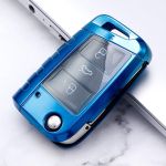 Husă cheie briceag TPU albastră Armour, 3 butoane, compatibilă Golf MK7, Octavia, Superb