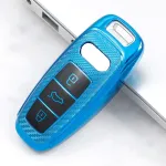 Husă cheie pentru Audi Q8/A8 SmartKey, TPU+PC, albastru carbon, 3-4 butoane