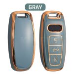 Husa Cheie Compatibila cu Audi Q8 A8 SmartKey TPU+PC Gri albastrui Cu Contur Gold
