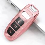Husă cheie Audi Q8/A8 SmartKey, TPU+PC Pink Carbon, protecție premium
