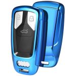 Husă cheie Audi SmartKey albastră din TPU+PC, compatibilă 3/4 butoane