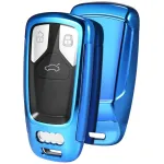 Husă cheie Audi SmartKey albastră din TPU+PC, compatibilă 3/4 butoane