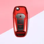 Husă cheie Ford briceag roșie TPU+PC, butoane negre, compatibilă Ranger/Puma