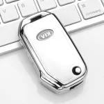 Husă cheie Kia tip briceag, 3 butoane, TPU argintiu, protecție premium