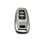 Husă cheie Audi Smartkey 3 butoane, gri carbon, TPU+PC, pentru A6/A7/A8 4G