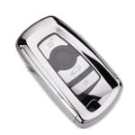 Husă cheie smartkey compatibilă BMW Seria F, 3/4 butoane, silver, TPU+PC