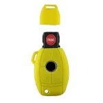 Husă din silicon pentru cheie Mercedes cu 3 butoane, galbenă, protecție antialunecare