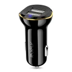 Încărcător auto mini RXFLY Dual USB 2.1A, 2 porturi, 12-24V, negru-auriu