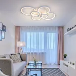 Lustră LED ALANI 168W cu telecomandă, 6 cercuri, dimabilă, albă