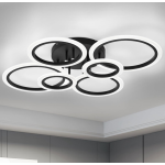 Lustra LED cu telecomanda BETTY 82W, 6 Cercuri, lumina Rece/Calda/Neutra, Dimabila, Negru