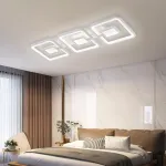Lustră LED Felix 87W cu telecomandă, 3 pătrate, dimabilă, alb (rece/caldă/neutră)