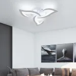 Lustră LED LOTUS 32W cu telecomandă, 3 petale, dimabilă, alb