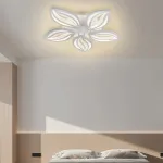Lustră LED ORCHID 66W cu telecomandă, 5 petale, dimabilă, alb mat