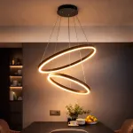 Lustră LED suspendată Casiana 40W cu telecomandă, 2 cercuri, negru, dimabilă 3000K-6000K