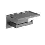 Suport hârtie igienică din inox cu suport telefon/parfum, gri Gun Grey, GJ617