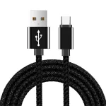 Cablu de date USB-A la USB-C 2 m, negru, invelis textil rezistent
