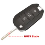 Carcasă cheie tip briceag compatibilă Citroen C4 2017+, 3 butoane, buton far, HU83