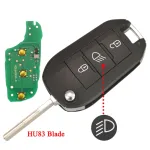 Cheie briceag compatibilă Peugeot 308/3008, 3 butoane, 433 MHz, HITAG 4A AES, LED