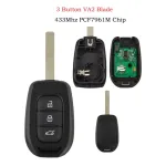 Cheie cu telecomandă compatibilă Renault, 3 butoane, PCF7961M, lamelă VA2