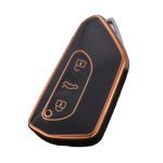 Husă cheie auto TPU pentru VW Golf 8 SmartKey, negru cu contur auriu