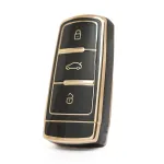 Husă cheie VW Passat CC/B6/B7 Keyless Go, TPU negru cu contur auriu