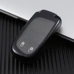 Husă cheie smartkey Jeep/Fiat/Chrysler/Dodge din TPU, neagră, aspect premium