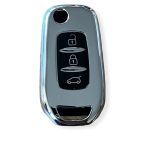 Husă cheie briceag Renault 3 butoane TPU silver, compatibilă Megane 4, Kadjar, Clio