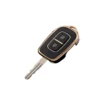 Husă cheie Dacia 2 butoane TPU, neagră cu contur auriu, design premium