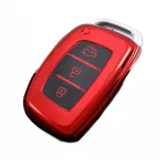 Husă cheie smartkey Hyundai Tucson 2016+ din TPU roșu, 3 butoane, aspect premium