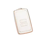 Husă cheie Renault Smartkey 4 butoane din TPU, alb cu contur auriu, premium