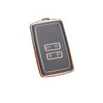 Husă cheie Renault Smartkey 4 butoane, TPU negru cu contur auriu, premium