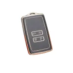 Husă cheie Renault Smartkey 4 butoane, TPU negru cu contur auriu, premium