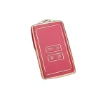 Husă cheie smartkey Renault 4 butoane din TPU, roșu cu auriu, design premium