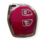 Husă cheie Suzuki compatibilă, 2 butoane, TPU roșu cu contur auriu