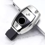 Husă cheie Mercedes Benz SmartKey 2 butoane din TPU, gri, aspect premium