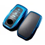 Husă cheie TPU albastră compatibilă Toyota Yaris Cross 2022–2023, 3 butoane