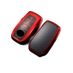 Husă cheie TPU roșie pentru Toyota Yaris Cross 2022-2023, 3 butoane Smartkey