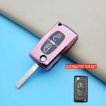 Husă TPU roz pentru cheie briceag Peugeot 307/308/207, 2 butoane