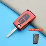 Husă TPU roșie pentru cheie briceag Peugeot 307/308/207, 2 butoane