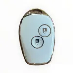 Husă TPU pentru cheie Dacia Logan 2004-2012, Sandero/Duster, 2 butoane, alb-auriu