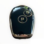 Husă cheie Dacia Logan/Sandero/Duster 2004–2012, TPU premium, 2 butoane, negru cu contur auriu