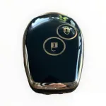 Husă cheie Dacia Logan/Sandero/Duster 2004–2012, TPU premium, 2 butoane, negru cu contur auriu