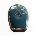 Husă TPU premium pentru cheie Renault Dacia, 3 butoane, gri-albăstrui cu contur auriu