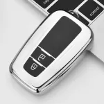 Husă TPU gri pentru cheie Toyota 2 butoane, compatibilă CHR, Prius, Camry, Corolla