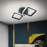 Lustră LED Pulsaris 27W cu 2 pătrate, 3 tipuri de lumină (rece/caldă/neutră), negru