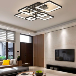 Lustră LED ELLA 120W cu telecomandă, 6 pătrate, dimabilă, negru mat