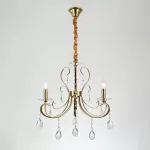 Candelabru Gustavo auriu cu cristale, 3xE14, pentru living si hol